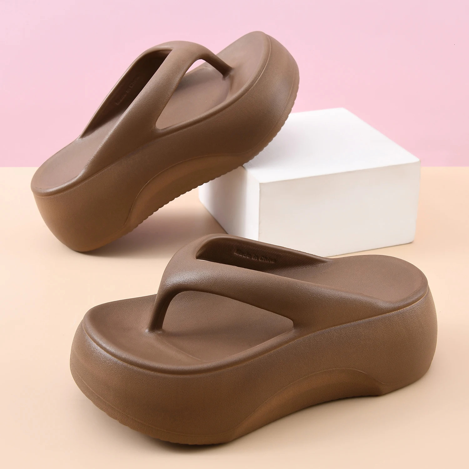 Summer Womens Platform Flip Flops Soft Sole EVA Slippers for Men Outdoor Casual Beach Shoes Home Non-slip Bathroom Slides Shoes 250605