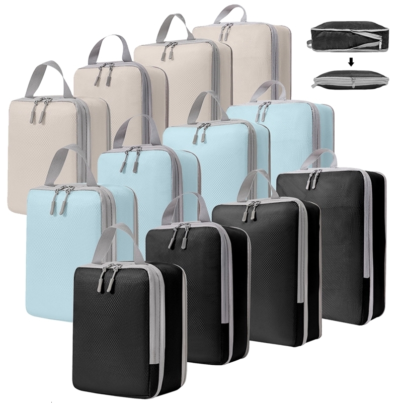 4pcs Large Capacity Travel Compression Packing Cubes Bag Portable Waterproof Suitcase Clothes Organizers For Travel Home Storage 250605