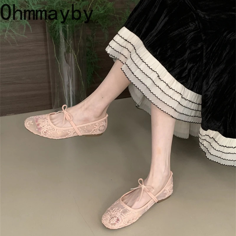 2025 Spring Lace Women Mary Jane Shoes Fashion Slip On Comfort Street Style Soft Sole Female Dress Flats Shoes 250603