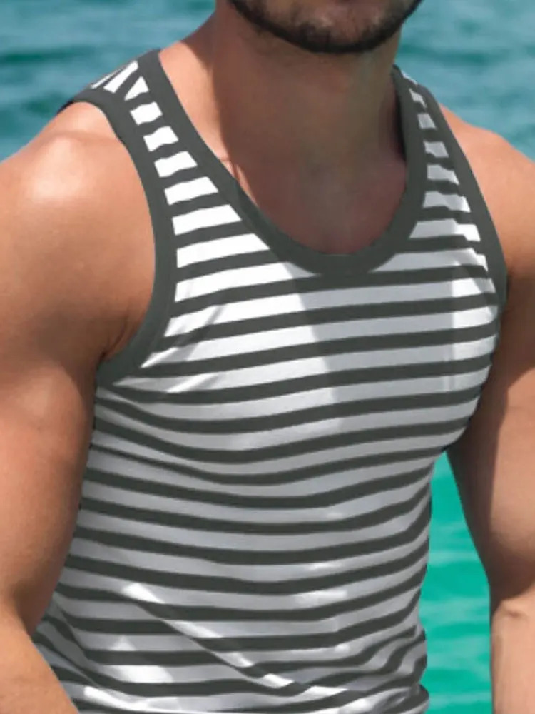 Summer Daily Mens O-neck Tank Top Hawaiian Fashion Mens Beach Casual Tank Top Outdoor Sports Mens Sleeveless T-shirt 250605