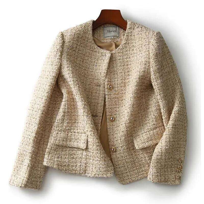 Coats Designer Women 2022 Spring Autumn New Coat Women's Slim Short Suit Single Breasted Round Neck Blazers Designer