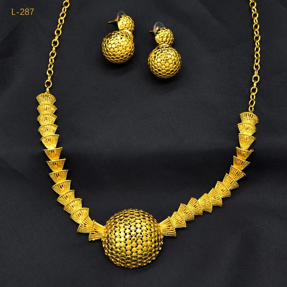 African Bead Necklace Earrings Jewelry Set For Women 24K Gold Plated Dubai Indian Nigeria Bridal Wedding Party Gift Jewellery 250530