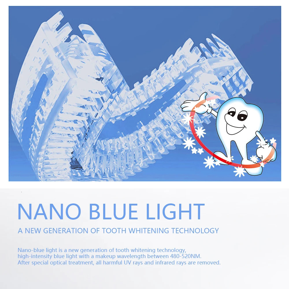 360 Degrees Intelligent Automatic Sonic Electric Toothbrush USB Rechargeable Ultrasonic U Shape 4 Modes Timer Blue Light 250604