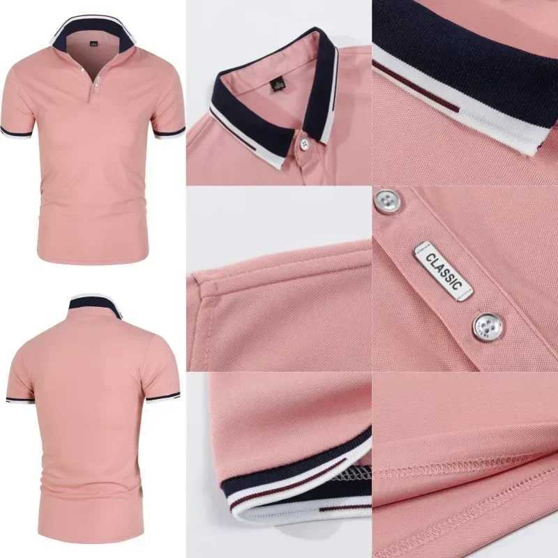 2024 Summer New Mens Casual Short-sleeved Polo Shirt Fashion Lapel T-shirt Breathable Mens Shirt Fashion Street Clothing XJ250605