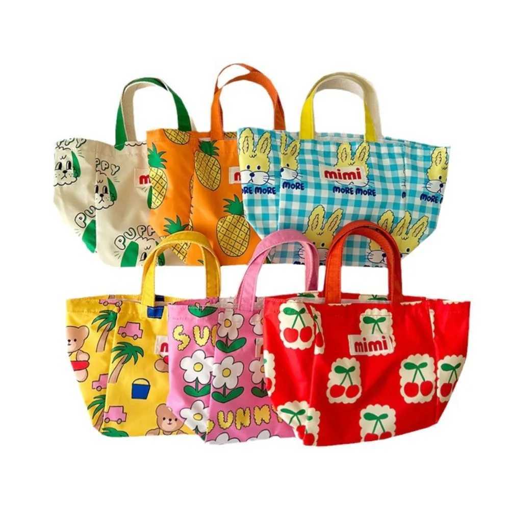 Cute Print Oxford Cloth Storage Bag Square Shape Beach Bag Large Capacity Lunch Bag Portable Shoulder Bag Creative Handbag XJ250605