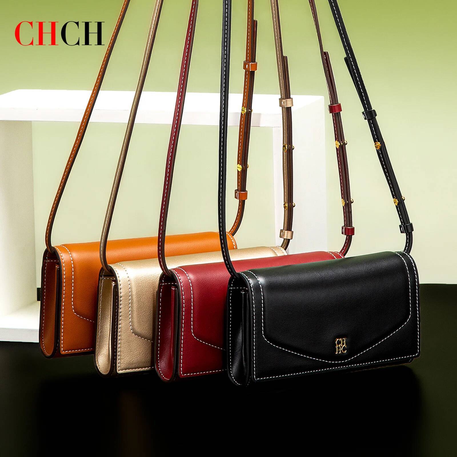 CHCH Crossbody Spring New Flip Small Square Bag Simple Women's Business Wallet Strap Detachable
