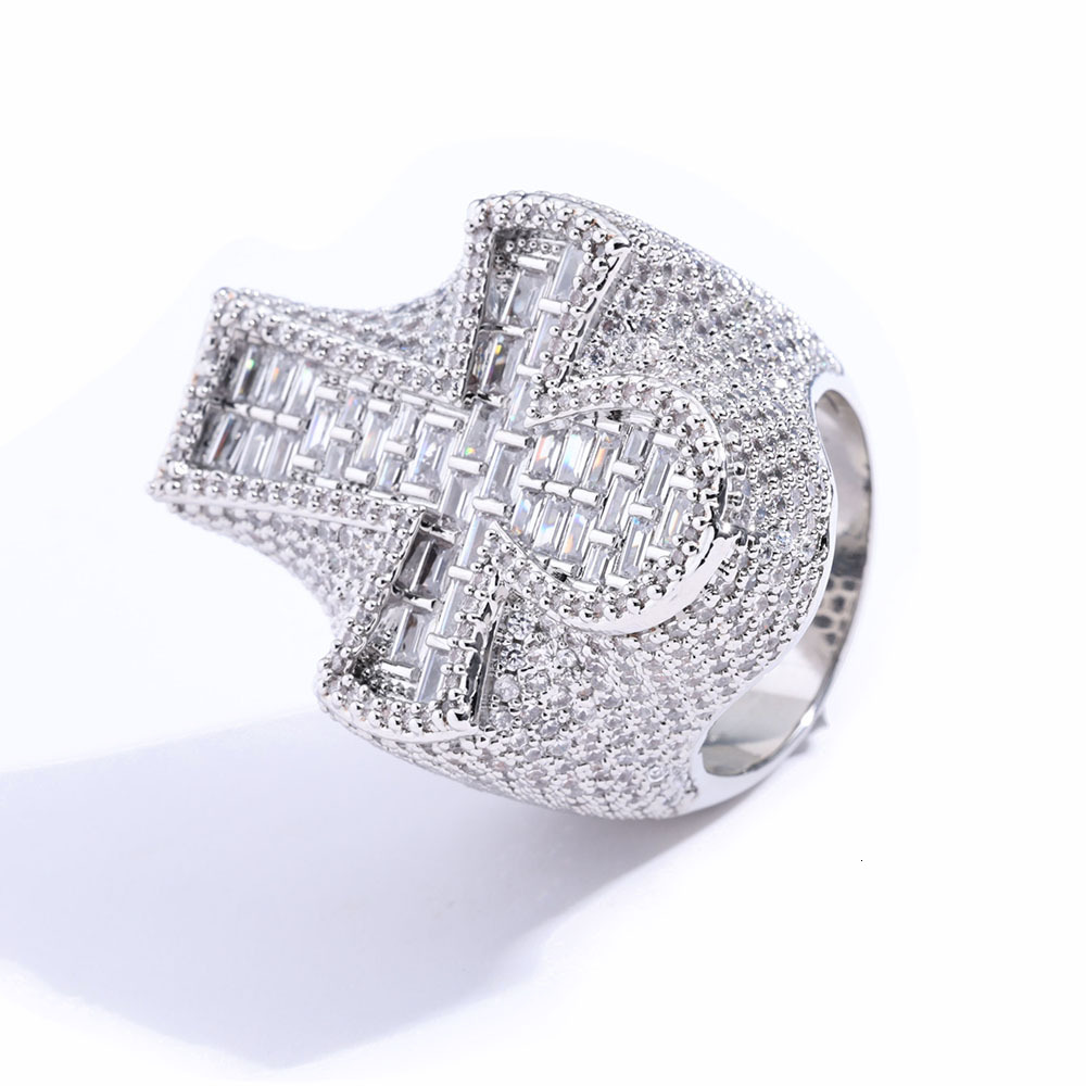 Moissanite cross ring high-end accessory ring mens trendy accessory moissanite