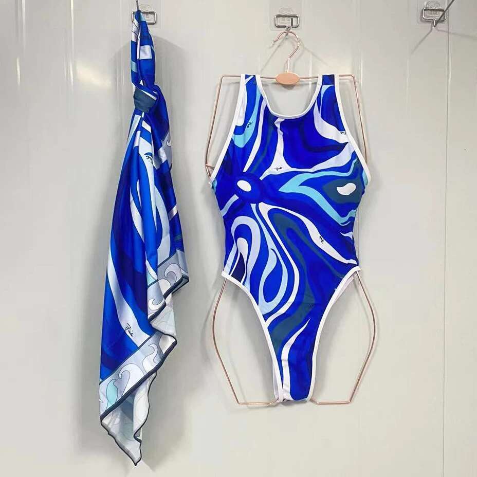 Women's Blue Scarf Swimsuits Italian Designer Sexy Beach Bikini Set