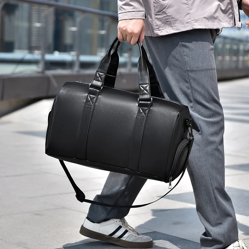 Fashionable Travel Bag Business Large Travel Bag for Men Luggage Bag Fitness Handbag PU Fabric Waterproof Male Shoulder Bags 250530