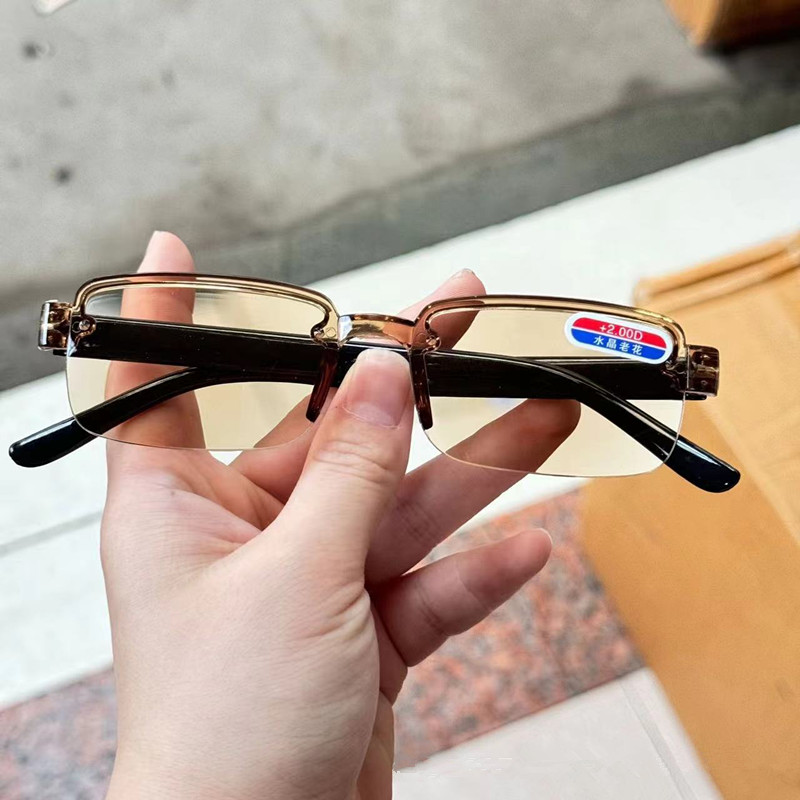 Reading Glasses Automatic Adjustment of Prescription High-Definition Anti-Blue Light Frameless Smart Focus Reading Glasses with Crystal Appearance Wit