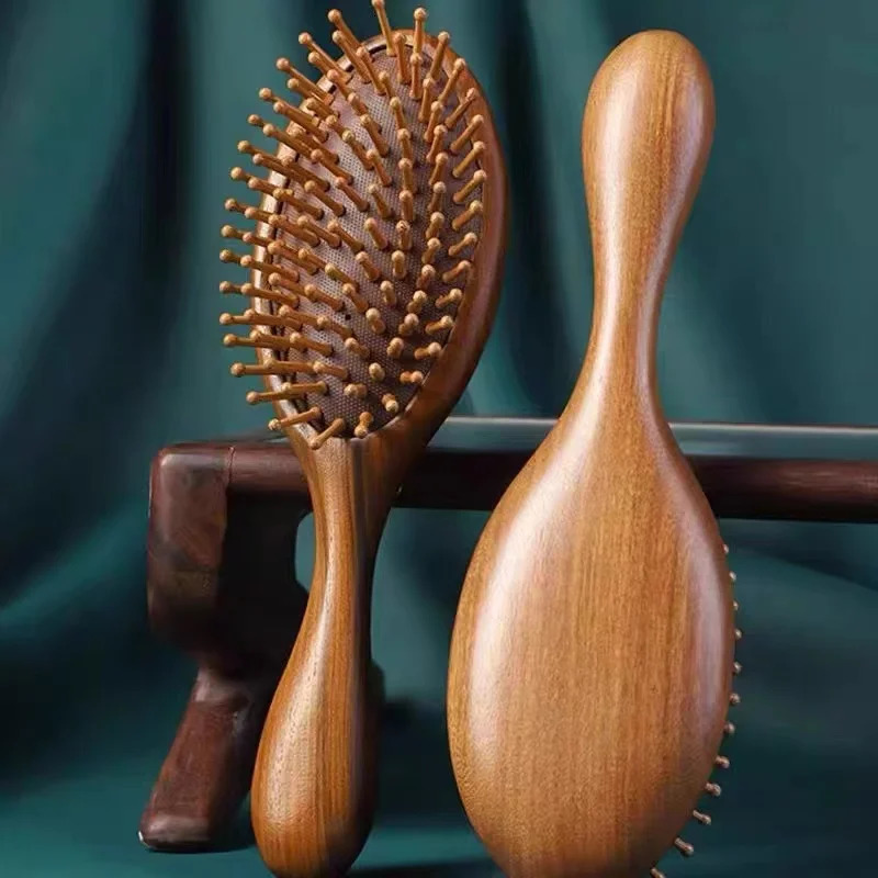 Massage Air Cushion Comb Sandalwood Anti-Static Detangling Scalp Scraping Hair Brush for Long Thick Curly Hair Styling Tool 250603