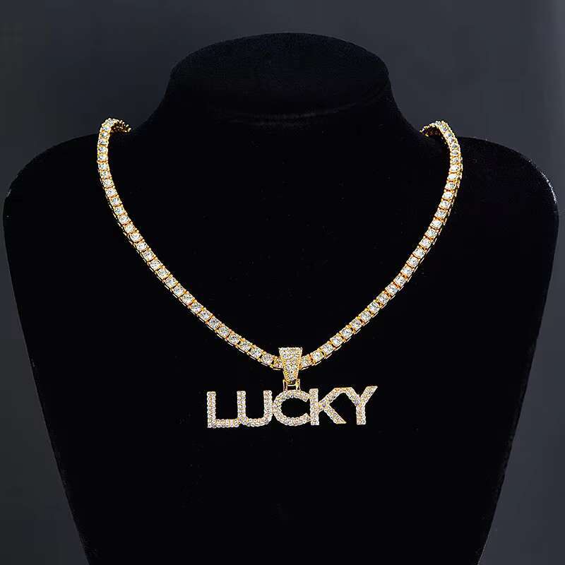 European American High Quality Fashionable Hip-hop Accessory Personalized LUCKY Letter Pendant High-Design Wholesale