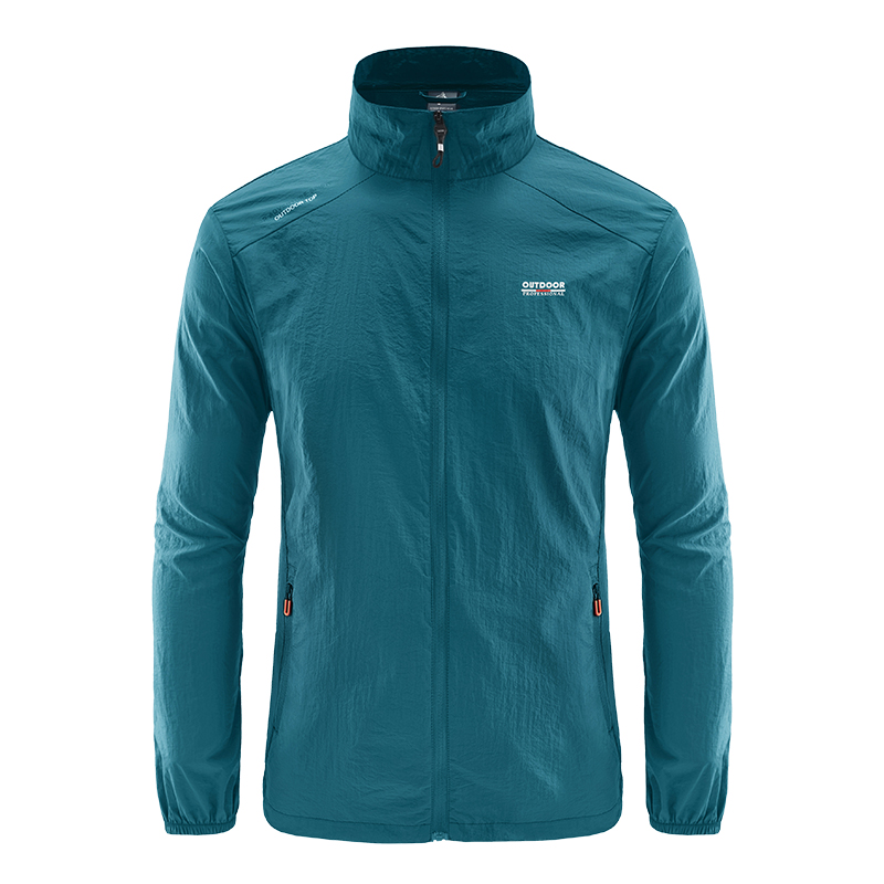 Sunscreen clothes, ice silk men's summer new fashion outfit, thin outdoor jacket, UV resistant sunscreen shirt, fishing sunscreen suit