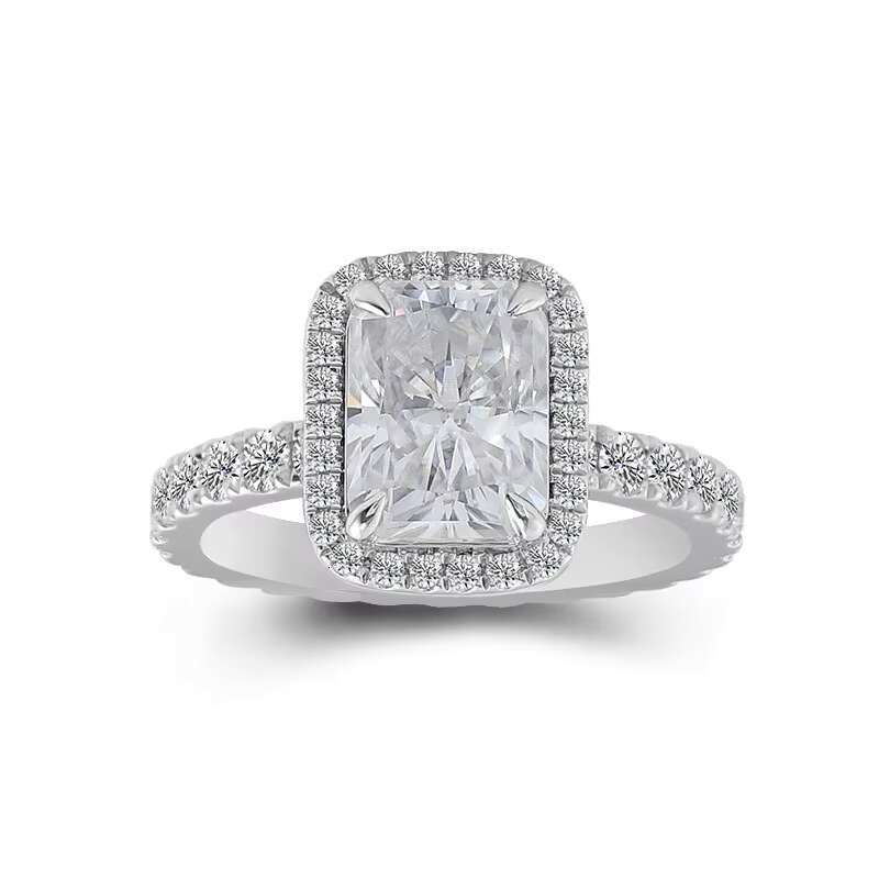 Luxury Moissanite Jewelry 10K White Gold Wedding Ring Radiant Cut VVS1 2ct White Moissanite Ring Engagement Women