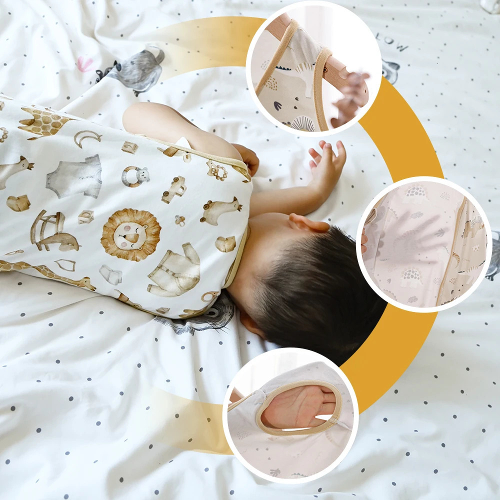HappyFlute Cute Print Two-Way Zipper Super Soft Bamboo Cotton Fabric Sleeveless Baby Summer Anti-kick Sleeping Bag 250604