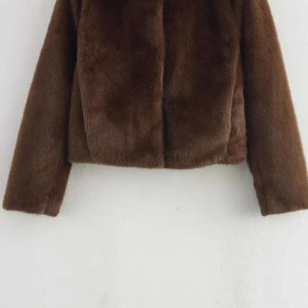 Stylish Trendy Zippe Faux Fur Jacket Versatile Simple Design Cross-Border Women's Outerwear Fashionable Elegant Coat