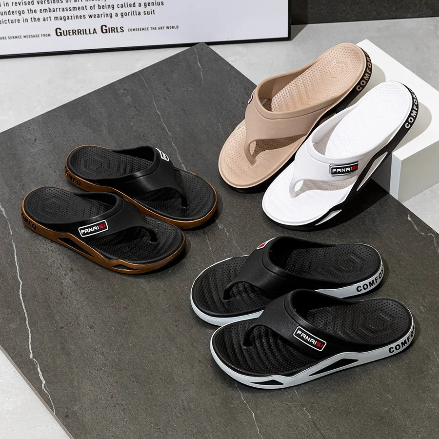 Fashion Mens Slippers Summer Outdoor Flip Flops Non-slip Indoor Bathroom Couple Leisure Beach Shoes Sandals 250605