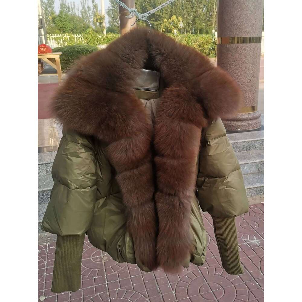 2025 winter Real fox White duck padded down jacket Regular fashion warm big fur collar women's coat