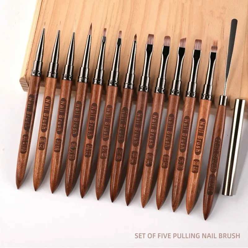 Nail Art Brush Triangular Spatula Drawing Painting Line Pen Liner Gradient Flat Round Metal French Manicure Tools W250605