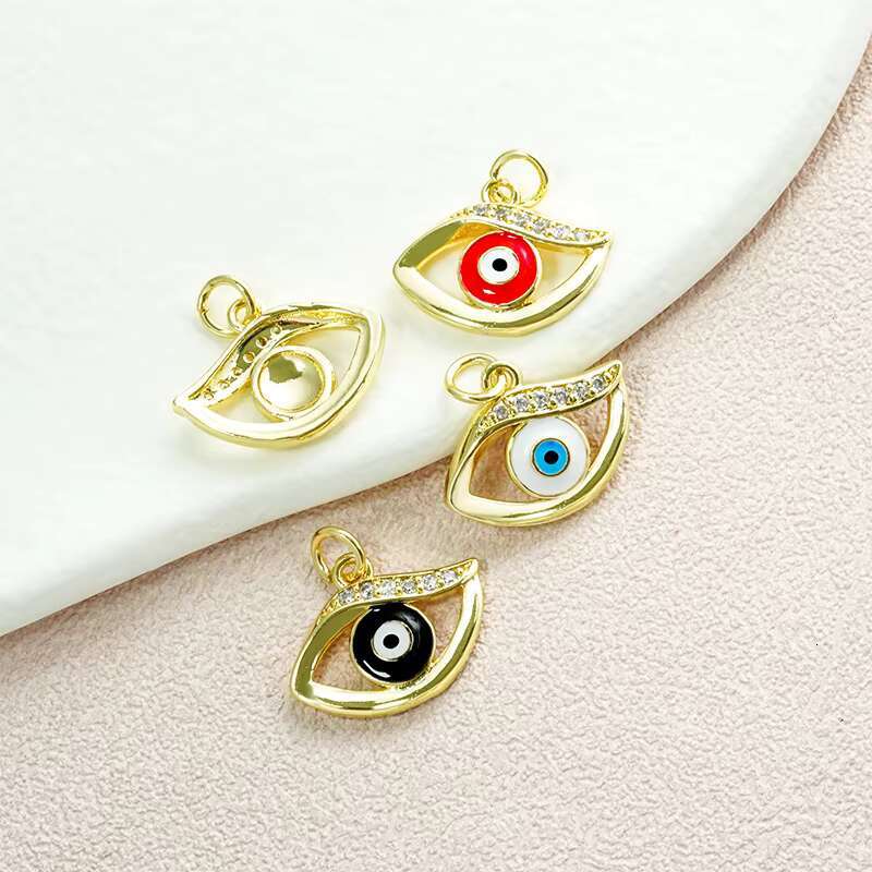 Colorful Dripping Oil Enamel DIY Fashion Jewelry Copper Gold Plated Zircon Punk Charm Micro-Inlaid Pendant for Ladies Necklace