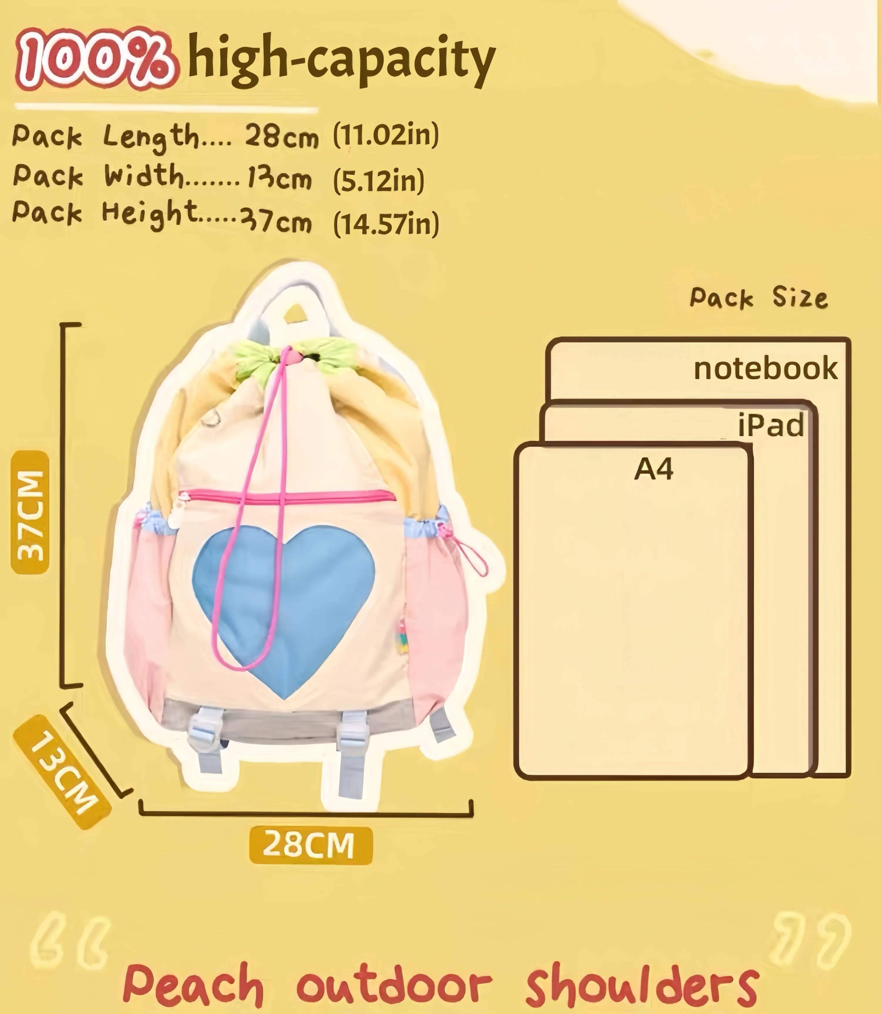 Women Girls Color-Block Laptop Backpack Nylon Drawstring Adjustable Strap Rucksack For Travel School