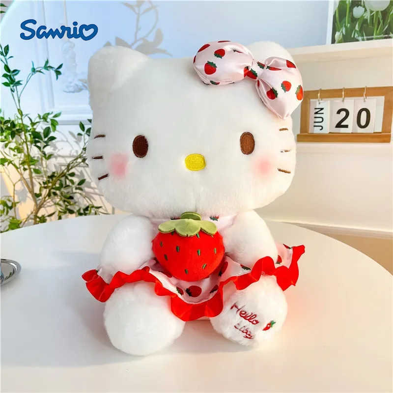 Sanrio 23cm Hello Kitty Doll Fruit Strawberry Cat Doll Girls Plush Toy Home Decor Pillow Cute Cartoon Girls Birthday Gifts X2506051
