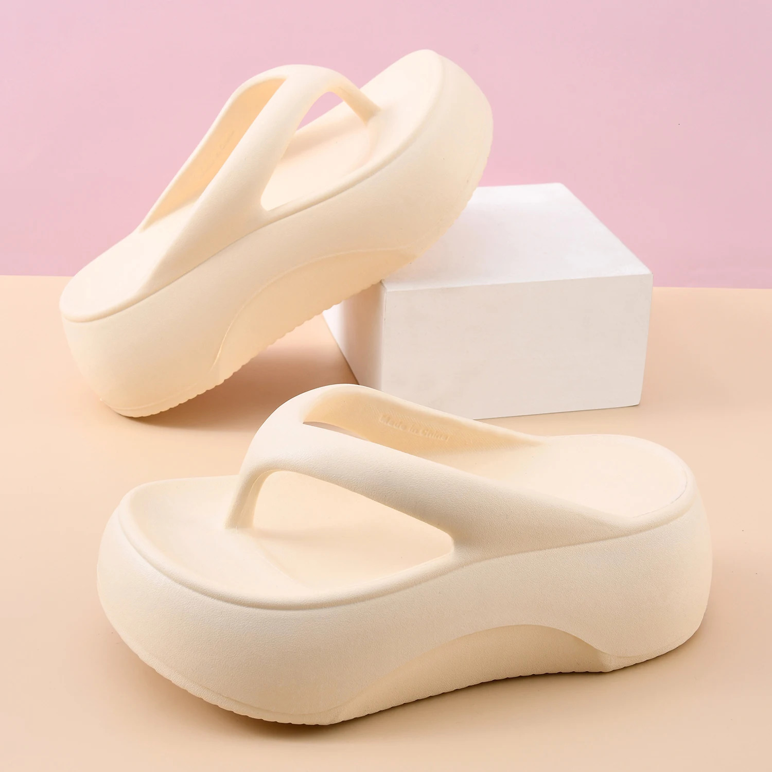 Summer Womens Platform Flip Flops Soft Sole EVA Slippers for Men Outdoor Casual Beach Shoes Home Non-slip Bathroom Slides Shoes 250605