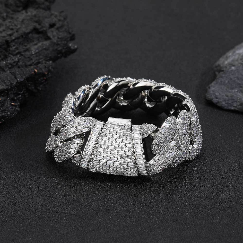 Hip hop 24mmT cubic Moissaniteia bubble Cuban bracelet high-end mens accessory full diamond bracelet