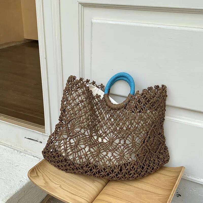 Hollow Straw Summer Beach Woven Shoulder Shopping Travel Bag Bohemian Handbag Casual Tote