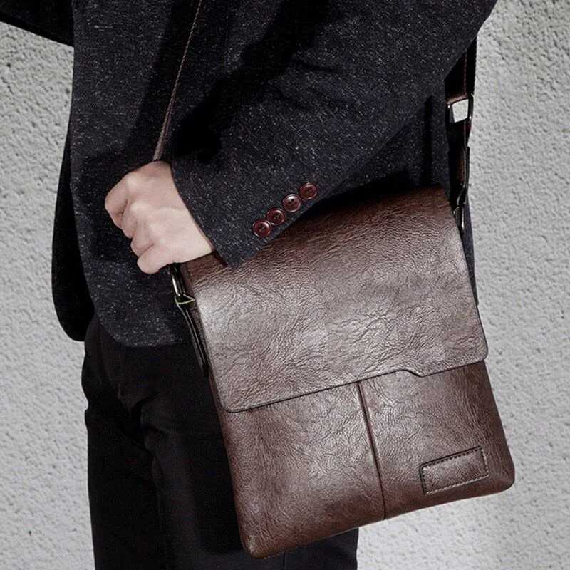 New Man Messenger Bag Men Pu Leather Shoder Bags Business Crossbody Casual Bag Vintage Handbag Sing Y251011