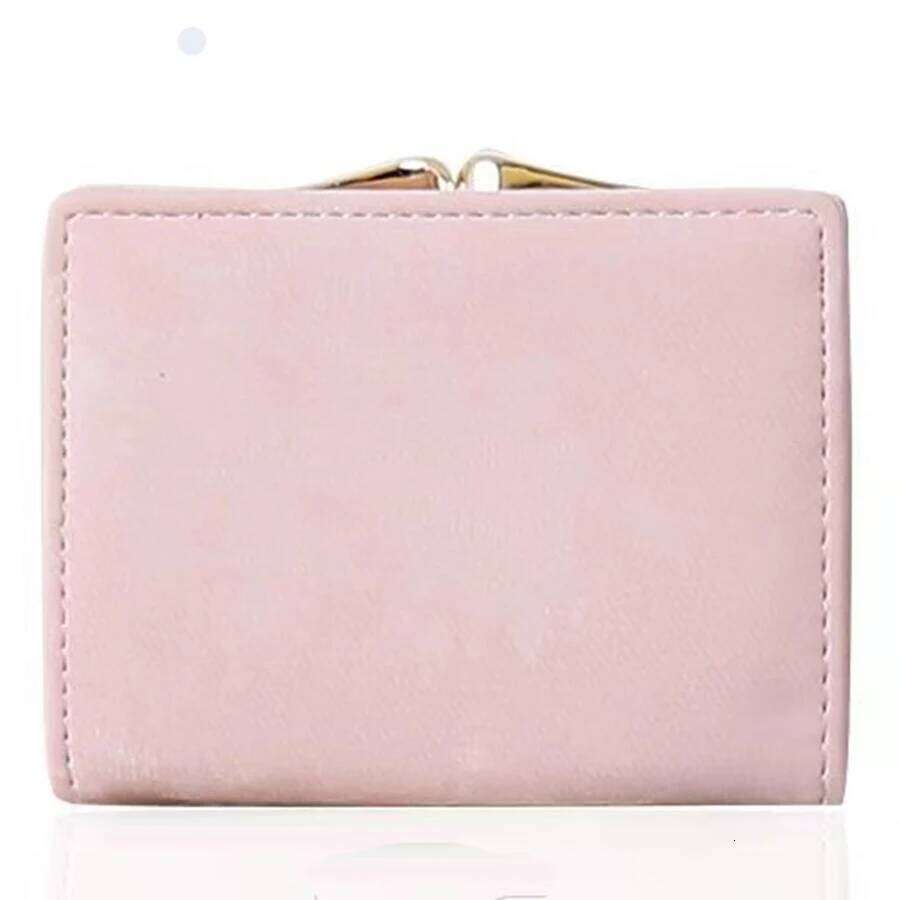 Women's summer new women's short wallet Japan and South Korea PU printed leaf buckle three fold bag multi-card folding can