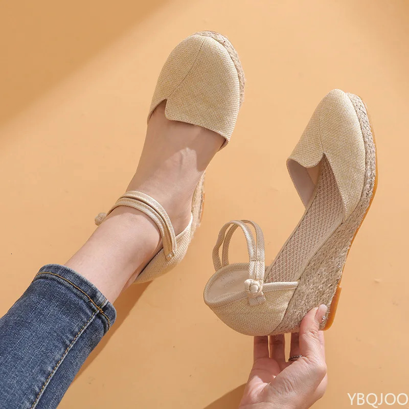 Women Fashion Platform Wedge Sandals Versatile Braided Buckle Breathable Elegant minimalist HighHeeled Shoes 250605