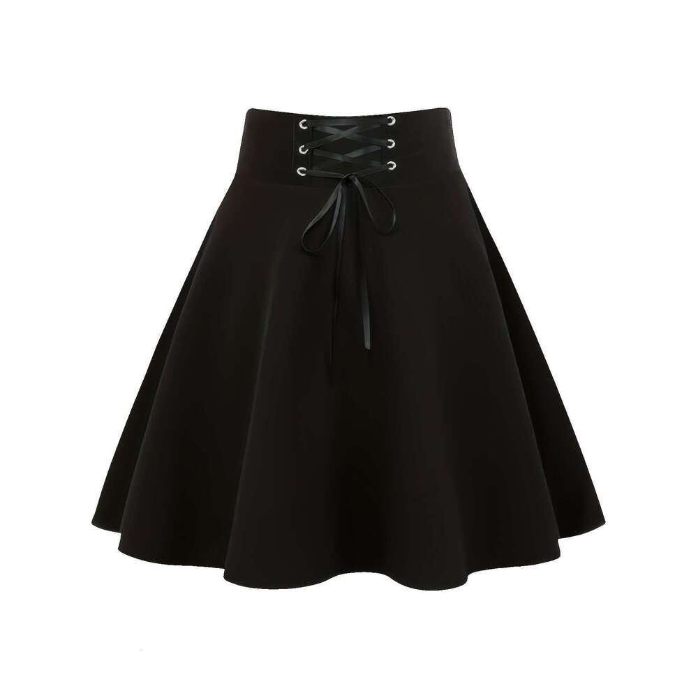 Short High Waist Gothic Lace Up Zipper Mini Women's Half Skirt B5