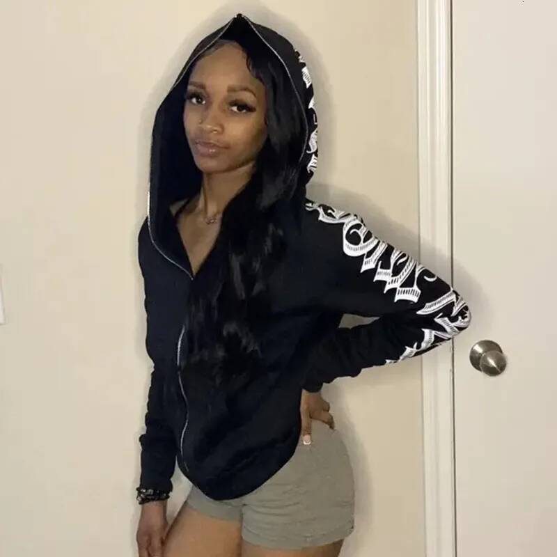 Y2k Fashion Hoodies Men Haruku Gothic Printed Oversized Full Zipper Sweatshirts Pants Hip Hop Hooded Jacket Coats Streetwear