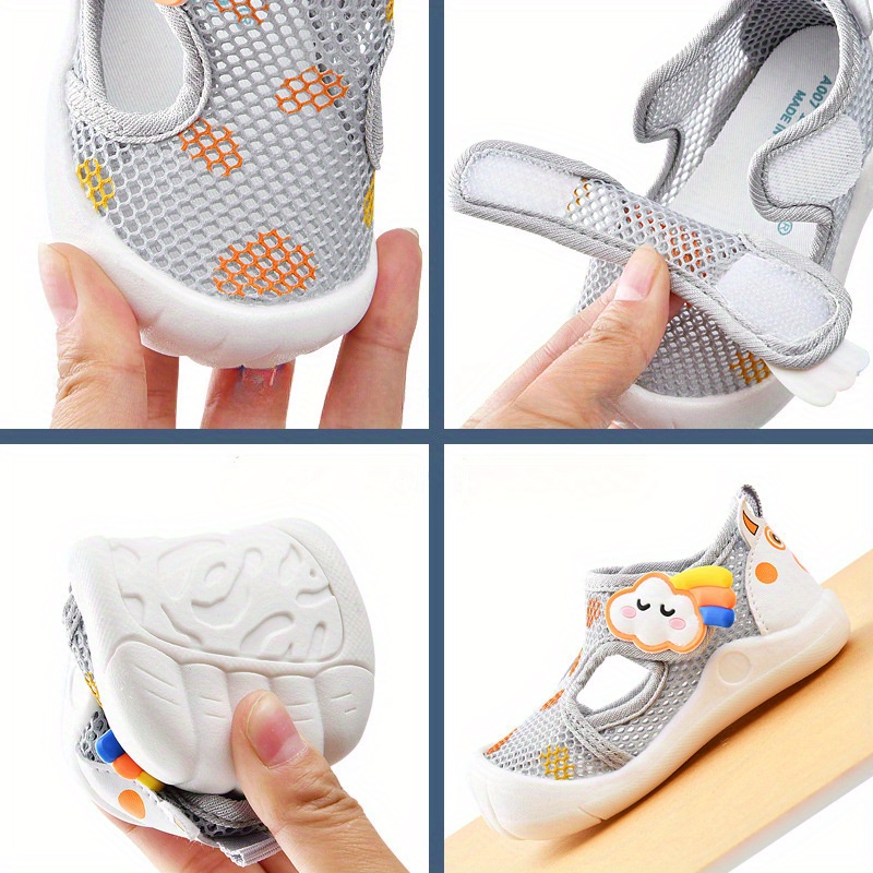 Baby Boys Girls Breathable Double Mesh Toddler Shoes Soft Bottom Elastic Comfortable Non-slip Casual Shoes for Learning Walking