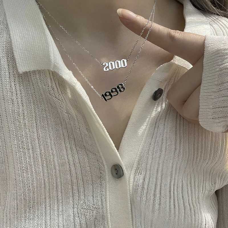 Stainless Steel 1980-2021 Birth Year Necklaces for Women Men Choker Date Number Pendant Necklace Jewelry Commemorative Gift XJ250604