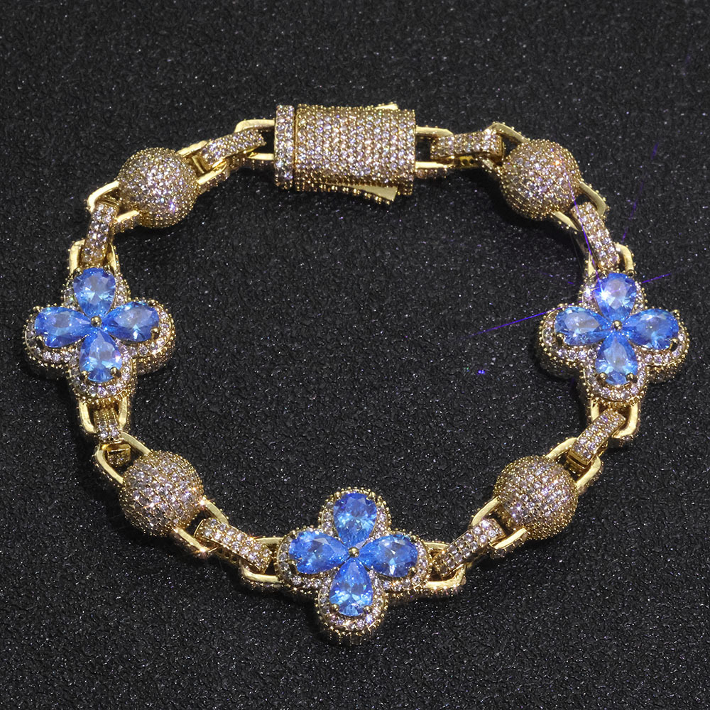 Hip hop 10mm mens bracelet jewelry clover round bead chain accessories Moissanite bracelet