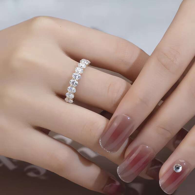 Mishang Jewelry 18K Gold Oval High Quality D Color Moissanite Eternity Ring for Women Gift