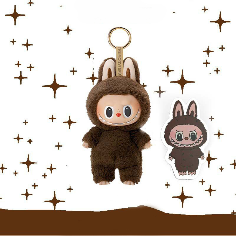 Free shipping Labubu keychain monsters anime figure pendant ring have a seat series pvc plush doll key chain toy aron blind box lovely women bag charm