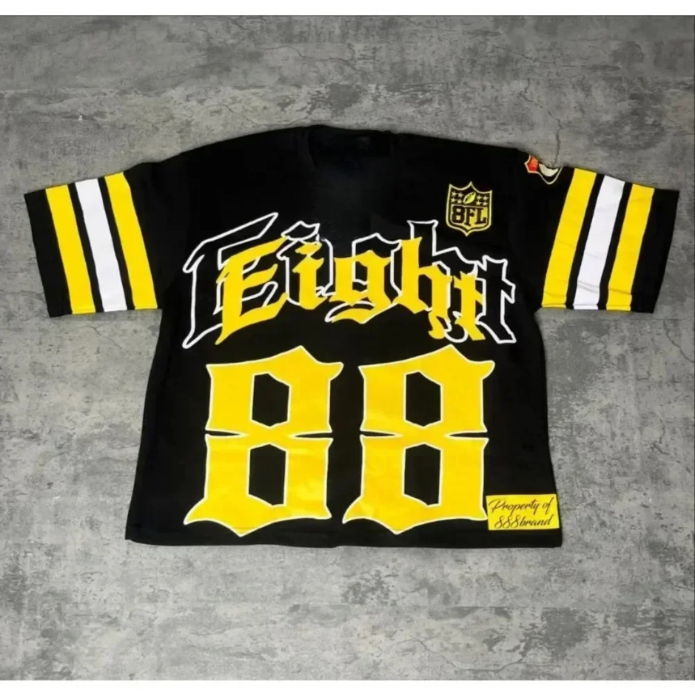 American High Street Fashion Clothing Vintage Letter 3D Printing Loose Men Short Sleeved Tshirt Y2k Round Neck T-shirt Top 250604