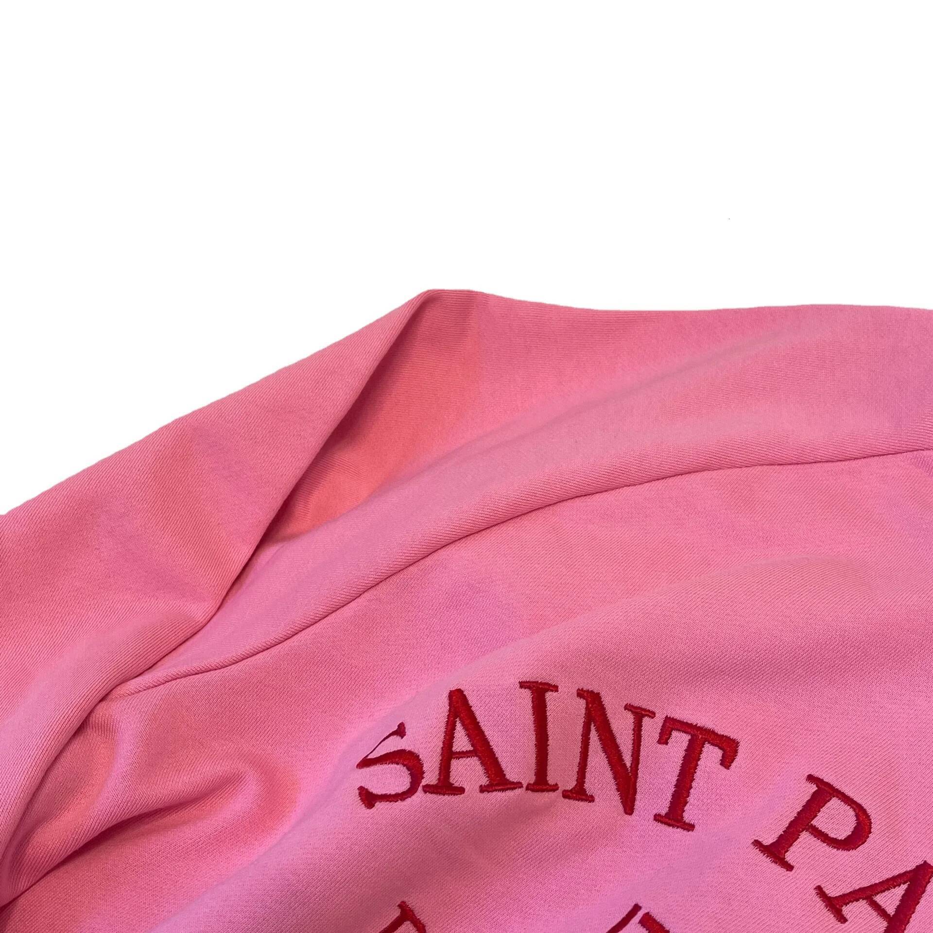 Retro Loose Round Neck Long Sleeve Pink Sweatshirt Embroidered Letter Korean Style Cotton Crewneck Pullover Female Top