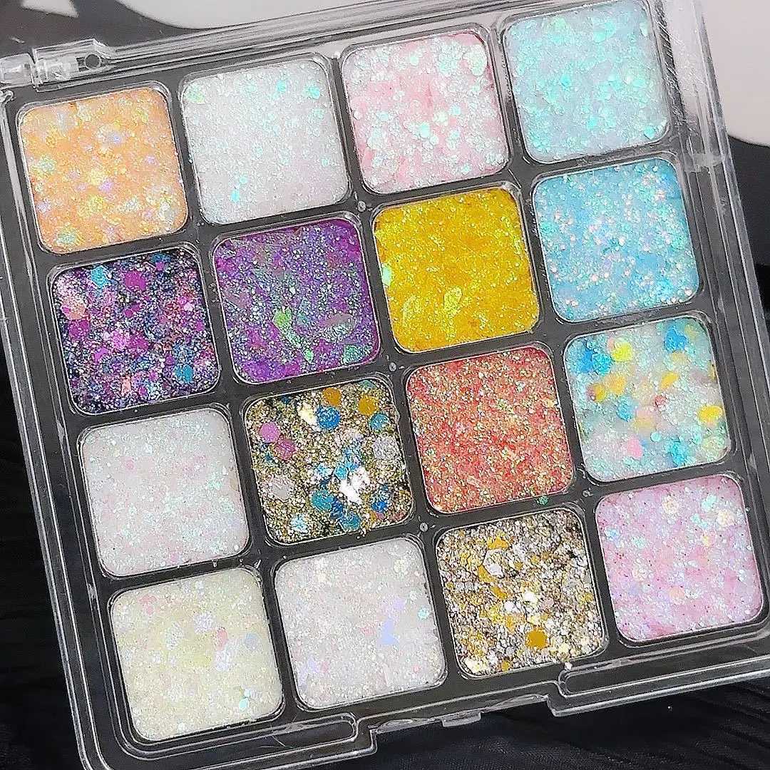 6 Colors Sparkly Glitter Eyeshadow Palette Long-Lasting Shimmer Diamond Dust Non-Smudge Colorful Sequins Cosmetic for Party W250605