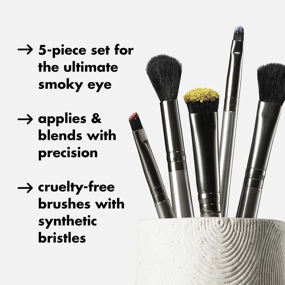 Smoky Eye Brush Kit 5 Piece Set Vegan Cruelty-Free Synthetic Brushes Eyeshadow Blending Precision Fluffy Eye Blender Ideal Smoky W250605