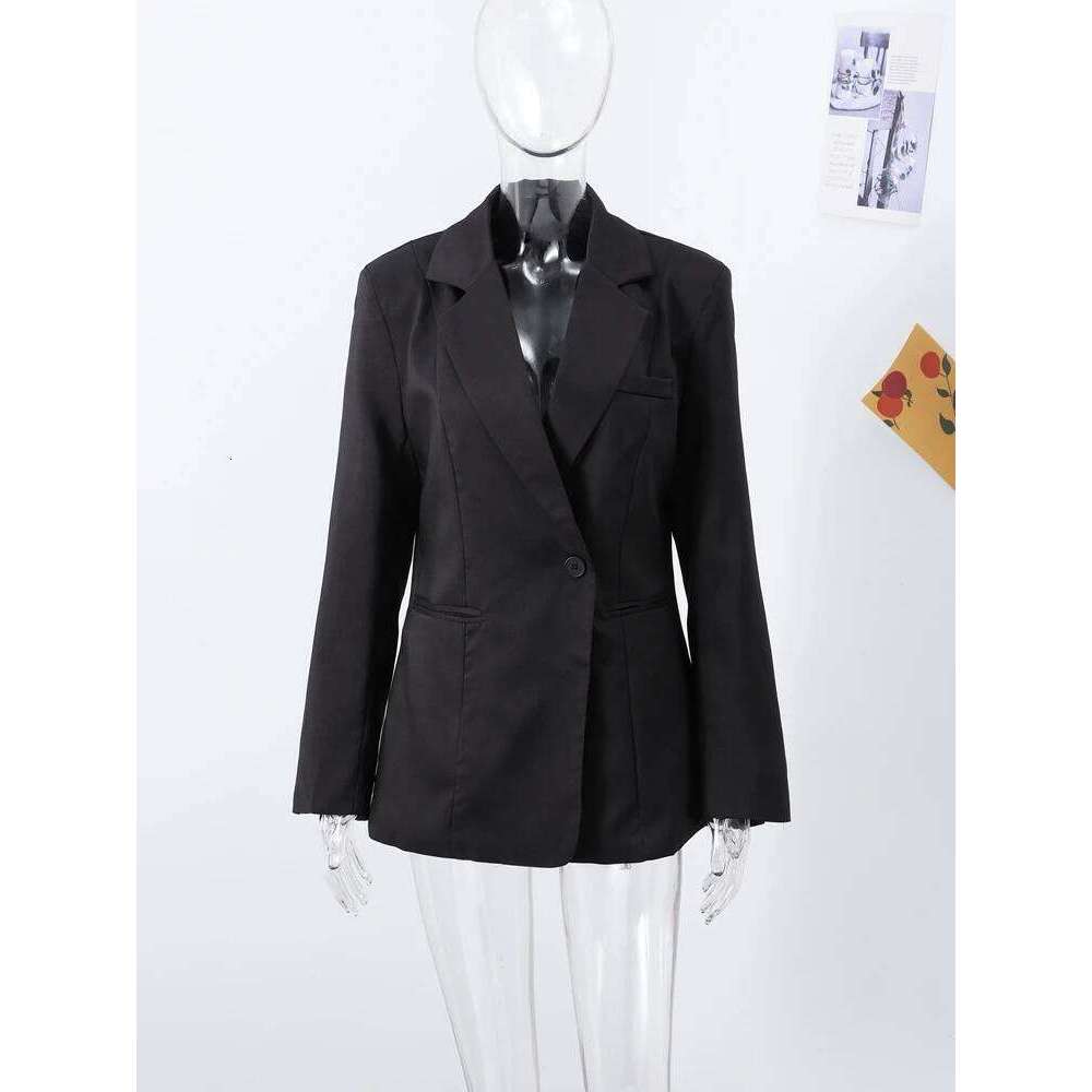 Coats Designer Women Elegant Slim Solid Women's Blazers Lapel One Button Shoulder Pads Long Sleeve Jacket 2025 Spring Office Lady Commute Outwear