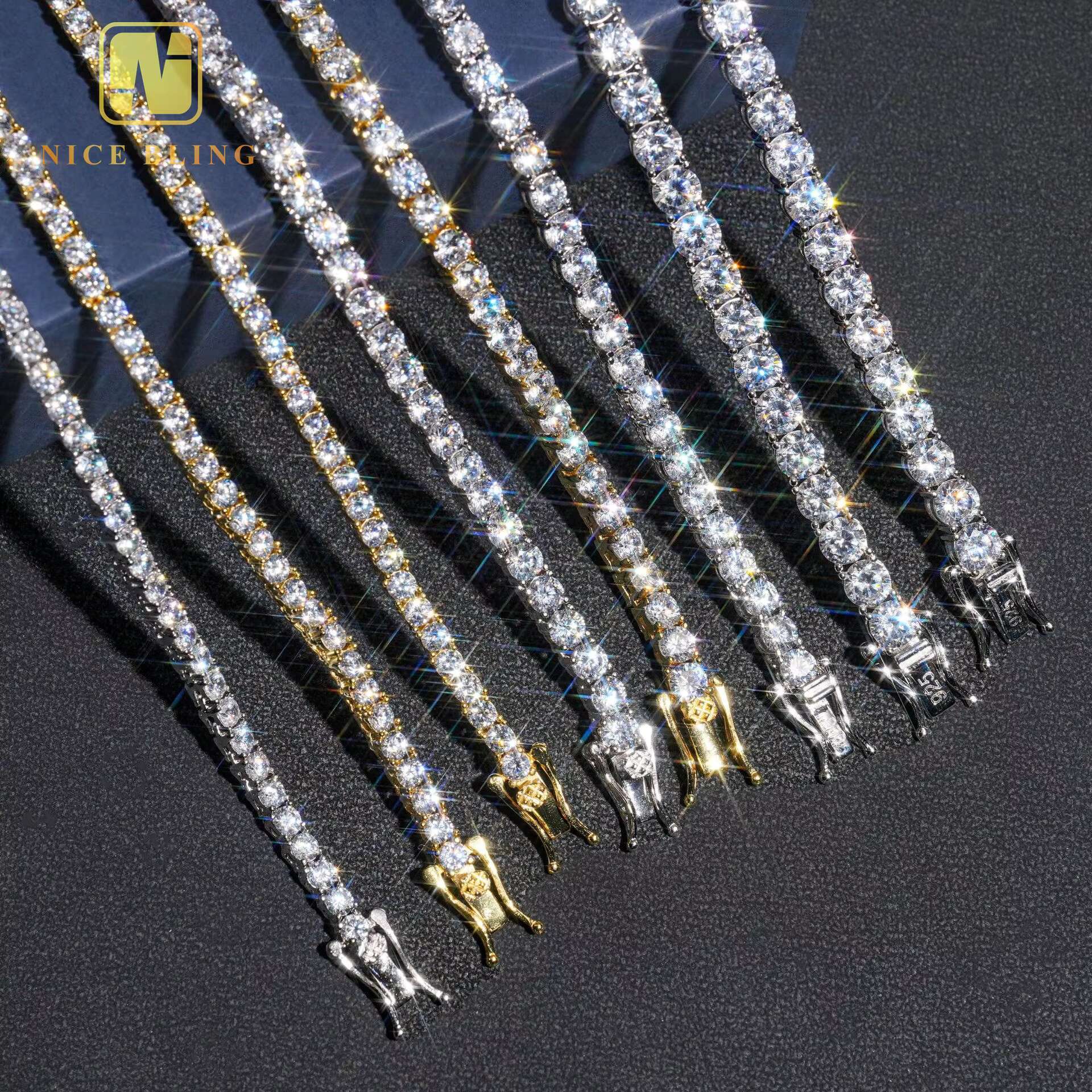 Manufacturer Direct Selling Cheap Price 925 Silver Cubic Moissanite Diamond Chain Necklace Hip Hop Jewelry Iced Out Tennis Chain