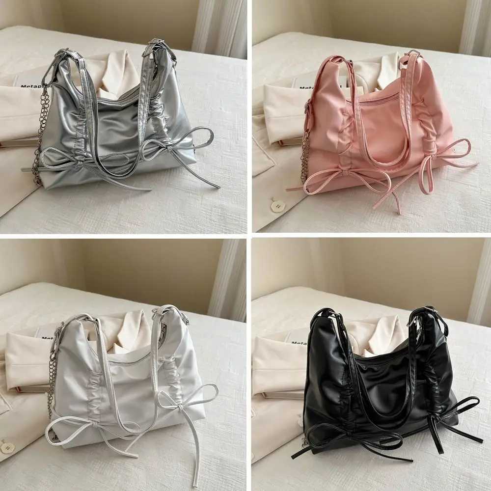 PU Womens Shoulder Bag Fi Backpack Simple Sweet Tote Bag Drawstring Bow Design Crossbody Bag XJ250605