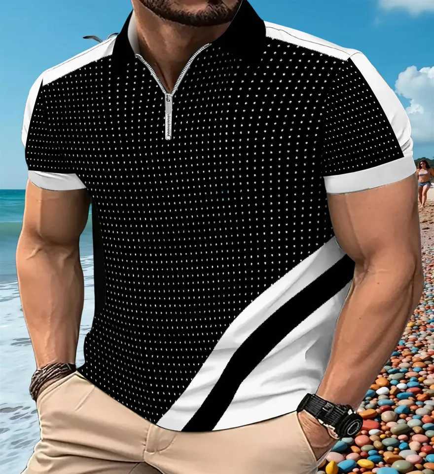 New summer 2025 European and American fashion sports POLO shirt button mens leisure and fitness short-sleeved polo shirt XJ250605