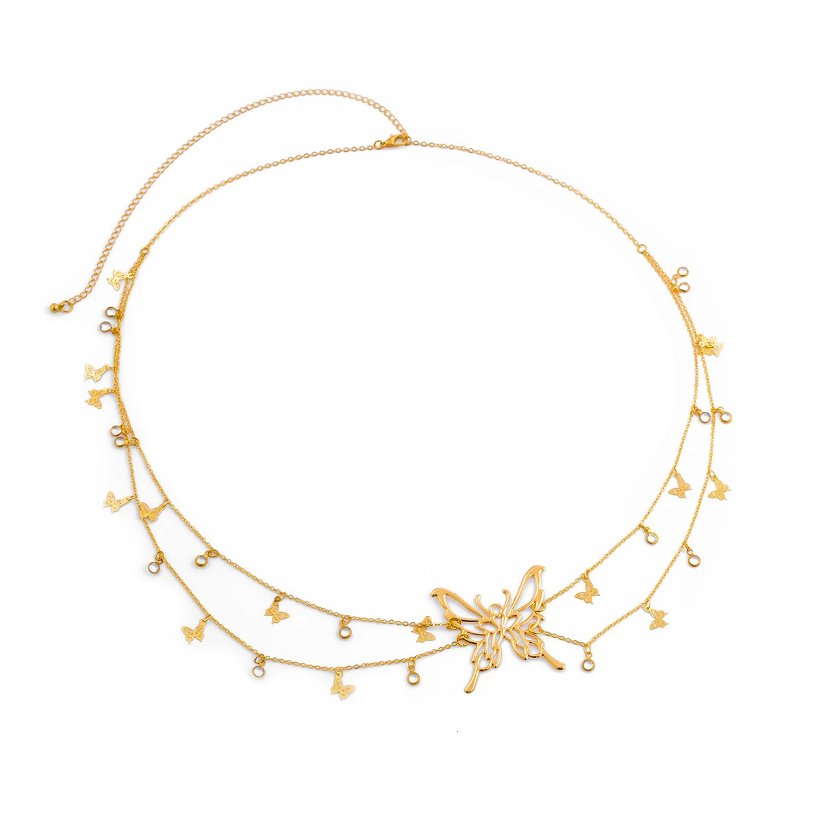 Ingemark Boho Sexy Hollow Butterfly Waist Belly Belt Chain for Women Summer Bikini Crystal Tassel Pendant Link Body Jewelry Gift 250530
