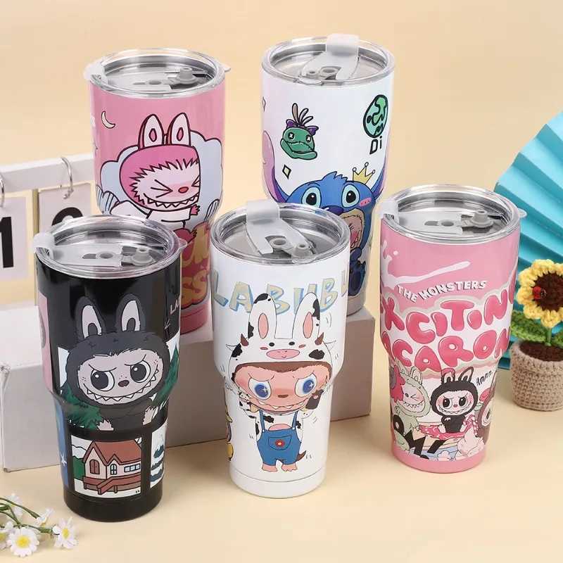 Kawaii Labubu Coffee Straw Cup Anime Car Cup Cute 30oz Girl Water Bottle Wholesale Cartoon Large Capacity Portable Student Gift X2506051