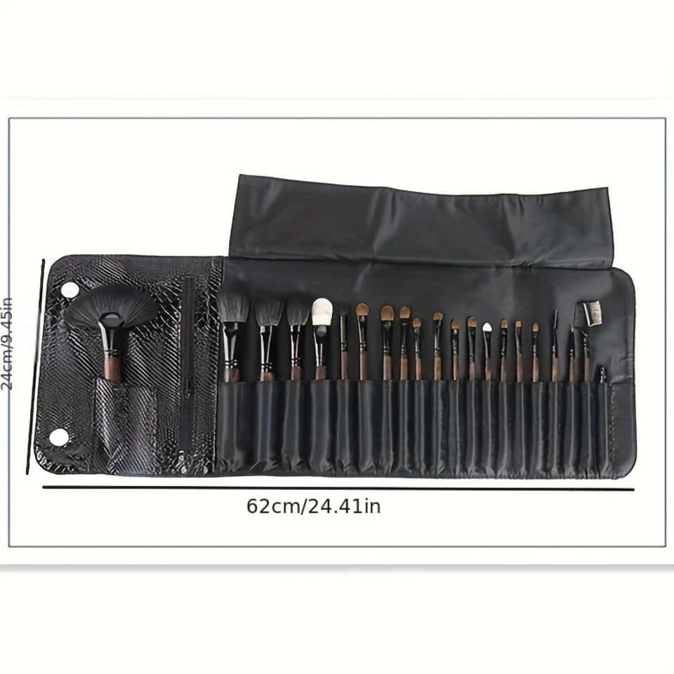 21-Piece Professional Makeup Brush Set Oval Shape Nylon Bristles Wooden Handles - Unscented All Skin Types Cosmetic BrushesW250605